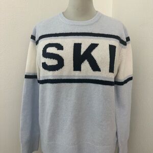 CeCe blue white navy SKI Apre sweater small s winter